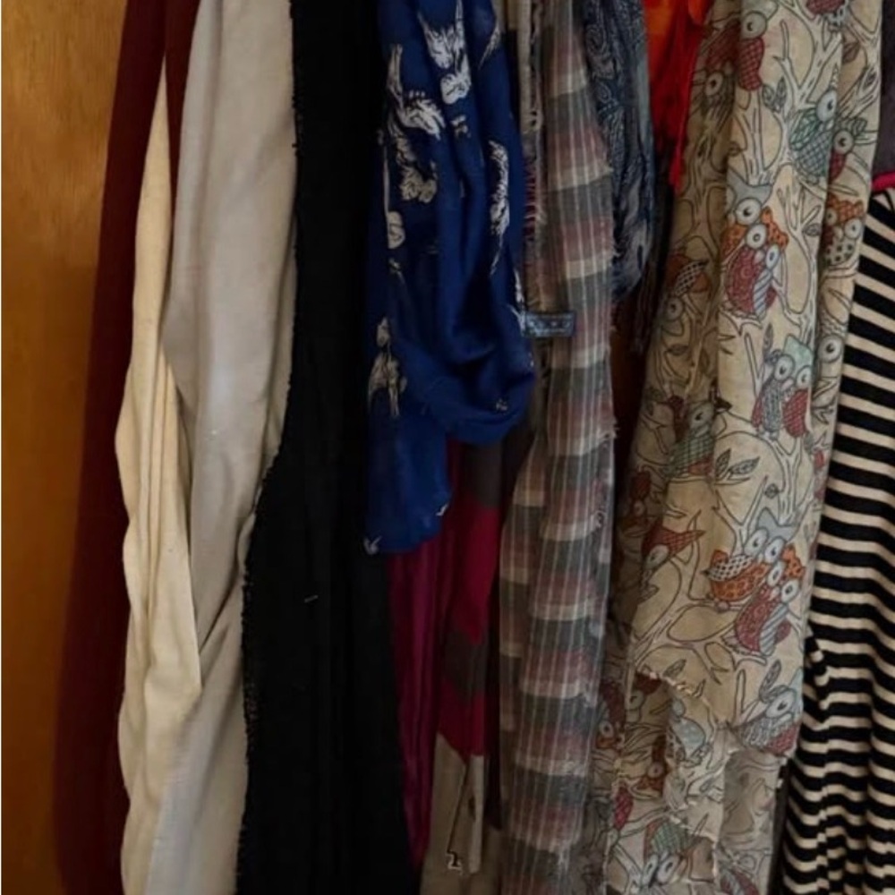 Mixed Lightweight Scarves and Tops - Blue, Cream, Black, Striped